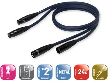 Analogt XLR han til XLR hun-lydkabel Real Cable XLR 128 1m, sort, forgyldte stik, længde 1 meter