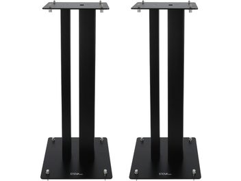 Enova HIFI MAJESTY 60 BL czarny, dwa prostokątne stojaki na głośniki, widok z przodu, kwadratowe płyty górne i dolne