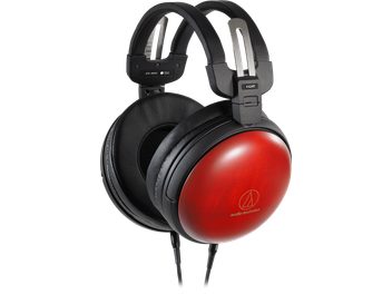 Casque audio Audio-Technica ATH-AWAS fermé noir et rouge, oreillettes ovales, arceau rembourré réglable, vue de profil droit