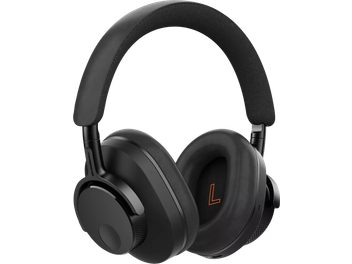 Cască circum-aurală neagră Cambridge Audio Melomania P100 SE, din plastic mat și cu perne din piele ecologică, vedere din trei sferturi stânga