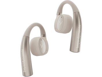 Beyerdynamic VERIO 200 in-ear hovedtelefoner beige, set fra siden, 2 buede øretelefoner, runde ørepropper, synligt logo