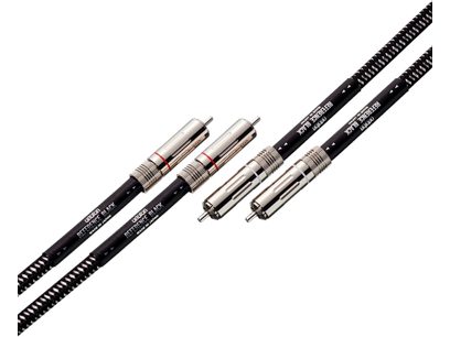 Analogni avdio kabel RCA Ortofon REFERENCE BLACK RCA 1m, srebrni kovinski priključki, črne ovojnice z belimi napisi