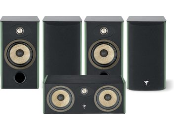 Focal Aria Evo X N°1 5 raamaturiiuli kõlarite komplekt, lakitud roheline, mustad esipaneelid, beežid kõlarid