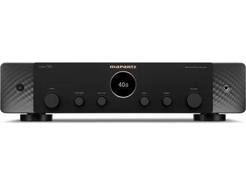 Marantz Stereo 70 black stereo hi-fi amplifier, matte black faceplate, chrome knobs, white lettering