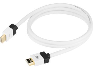 HDMI Real Cable Monitor HDMI cable 5m white, black HDMI connectors at the ends, coiled in a loop on a white background