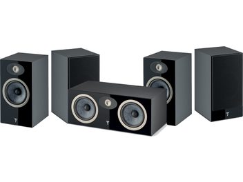 Focal Pack Theva N°1 5 musta raamaturiiuli kõlari komplekt, 3 vertikaalset ja 2 horisontaalset, puidust korpused, halli äärisega kõlarid
