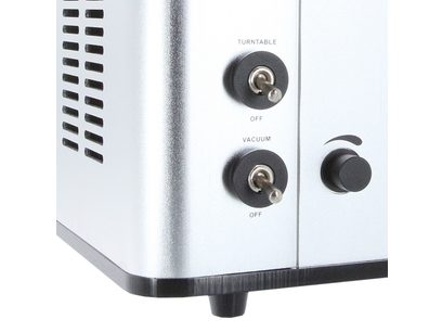 Machine à laver les disques vinyles Enova HIFI MNV 50V en métal brossé, vue de face avec deux boutons rotatifs et un interrupteur