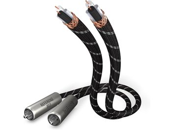 Câbles RCA Inakustik Referenz NF-803 0,75m noirs tressés, connecteurs RCA plaqués or, sur fond blanc