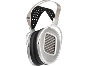 Casque hifi filaire ouvert Hifiman HE1000 Unveiled, vue de côté, arceau métallique perforé, coussinets noirs ovales