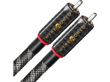 Câble audio analogique RCA Wireworld Platinum Eclipse 10 0,5m, connecteurs métalliques cylindriques, gaines tressées noires et argentées