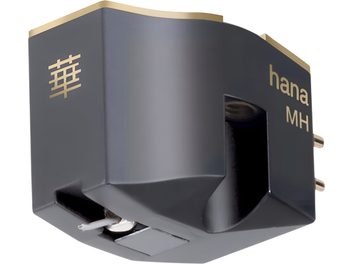 Celulă fonică Hana MH în carcasă metalică gri antracit mat, cu inscripții și muchii aurii, vârf de citire și conectori aurii vizibili, vedere din trei sferturi față