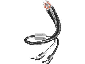 Câble enceinte Inakustik Reference LS 603 (2 x 3m) noir tressé avec fiches bananes plaquées argent à chaque extrémité