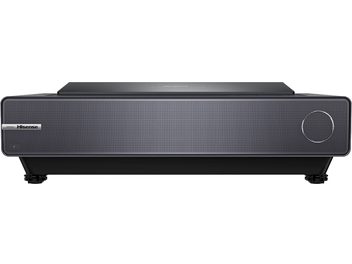 Vidéoprojecteur PX2-PRO, vue de face, grille perforée, logo à gauche, cercle à droite, pieds réglables en dessous