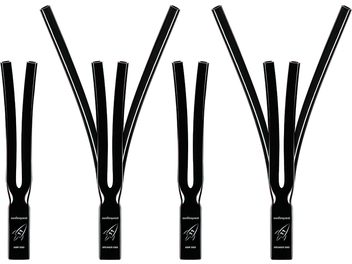 Accessoire pour câble Audioquest Chaussette Rocket 11 SBW lot de 4, quatre gaines noires bifurquées avec inscriptions blanches