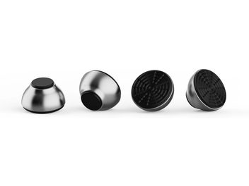 Vibration Dampener for HI-FI Electronics, 4 Pieces, Conical Shape, Metallic Finish, Circular Black Base