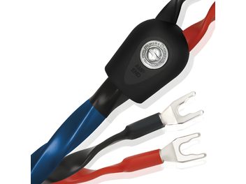 Καλώδιο ηχείου Wireworld Oasis 8 HP, 2x2,5m, δίχρωμο μπλε/κόκκινο, ασημένιος ακροδέκτης τύπου πιρουνιού, σε κυματιστό λευκό φόντο