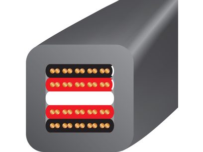 Câble audio Wireworld Equinox 8 HP (EQS) 2x2m, section transversale, 4 couches de conducteurs ronds dorés et rouges alternées