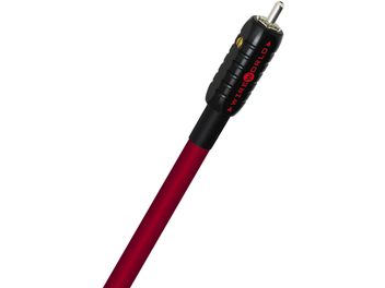 Cavo coassiale digitale rosso Wireworld Starlight 8, 2m, connettore RCA, su sfondo bianco sfumato