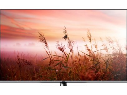 Téléviseur haute définition Panasonic TV-50W83AEG, vue de face, écran affichant un paysage de champs avec herbes et ciel coloré