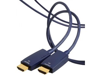 Câbles HDMI Furutech HF-A-NCF 1,5M, connecteurs bleu foncé, gaines noires, vue de dessus et de côté