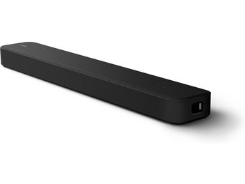 Μπάρα ήχου Sony HTS2000 μαύρη, προοπτική όψη, ορθογώνιο σχήμα, μπροστινή γρίλια, λεία άνω επιφάνεια, ορατή δεξιά άκρη