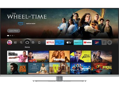 Televisor de alta definición Panasonic TV-50W93AE6, pantalla plana, vista frontal, visualización de aplicaciones y contenidos multimedia