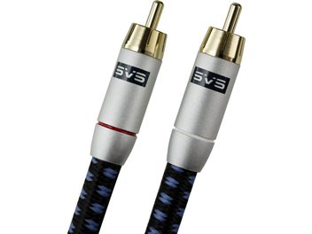 Kabel til subwoofer SoundPath Subwoofer, 2 forgyldte RCA-stik, sort og blå flettet kappe
