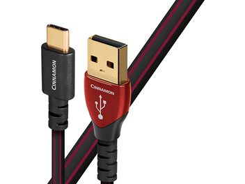 0.75 m Audioquest Cinnamon USB Type A to C Cable, gold-plated connectors, black and red jacket