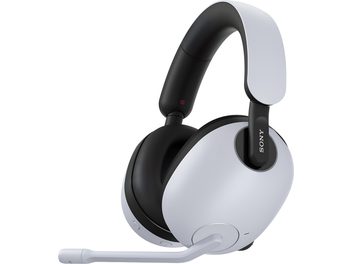 Ακουστικά gaming Sony Inzone H9 λευκά και μαύρα από ματ πλαστικό με μαξιλαράκια από συνθετικό δέρμα, επενδεδυμένο στέκα και κατεβασμένο μικρόφωνο, δεξιά πλευρική όψη