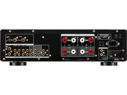 Ampli hi-fi stéréo Marantz Model 50 noir, face arrière, connectique audio et alimentation, vue rapprochée