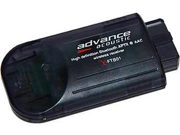 Advance Acoustic X-FTB01 Bluetooth-sender, mat sort rektangulært kabinet, hvide påskrifter