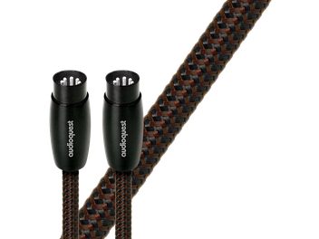 Cavo audio Audioquest Big Sur DIN/DIN 0,6m, connettori DIN neri, guaina intrecciata marrone e nera, vista ravvicinata