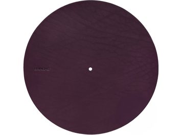 Turntable platter cover Bringhs, plum finish, circular, textured surface, central hole, engraved Bringhs logo