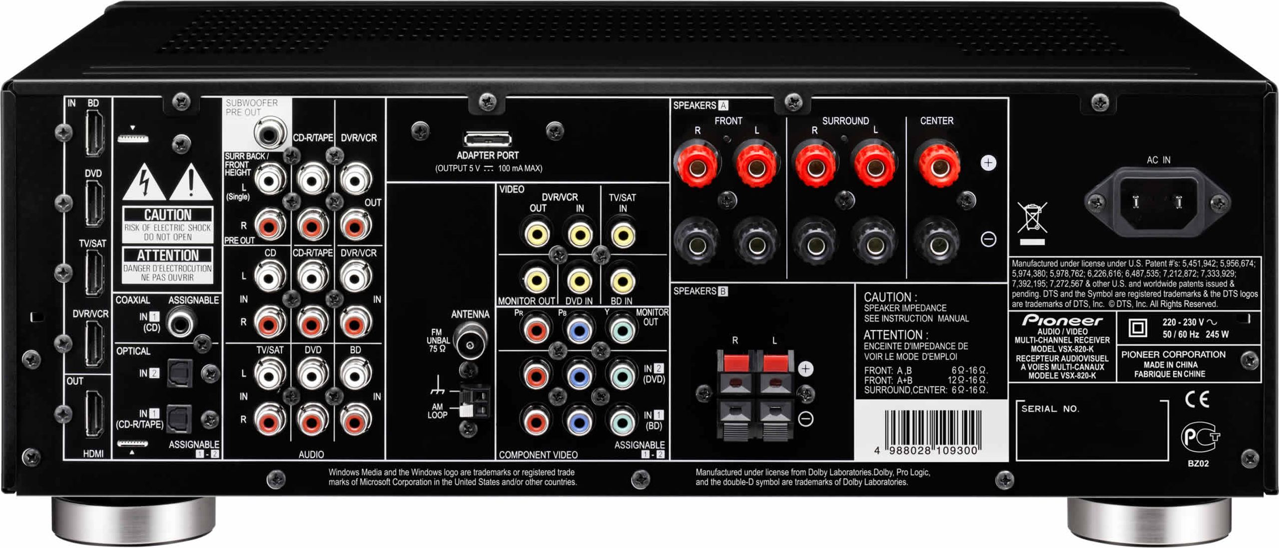 Pioneer VSX-820 - Home Theater Receiver - HomeCineSolutions