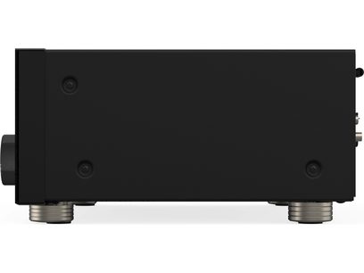 Onkyo TX-RZ30 Home Theater Amplifier Black, Right Side View, Smooth Surface, 4 Visible Screws, 2 Circular Metal Feet
