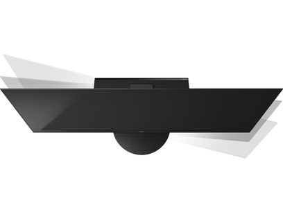 Téléviseur haute définition Panasonic TV-65Z95AEG, vue de dessus, écran noir rectangulaire, support circulaire pivotant