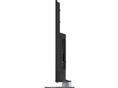 TV-50W93AE6 Panasonic, vista lateral, pantalla delgada, conexiones visibles, soporte rectangular, color negro