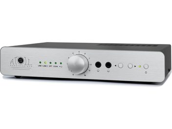 Preamplificatore per cuffie Atoll Electronique HD100 argento, pannello frontale e posteriore, case in metallo rettangolare color argento opaco
