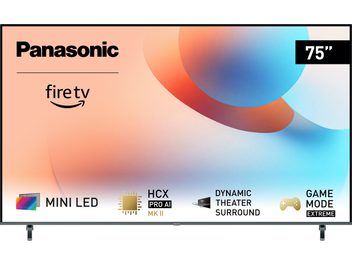 Téléviseur haute définition Panasonic TV-75W95AEG, écran 75 pouces, technologie mini LED, processeur HCX Pro AI MK II, Dynamic Theater Surround, Game Mode Extreme, Fire TV intégré