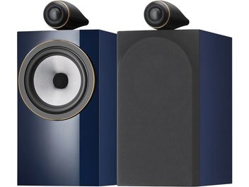 Enceinte bibliothèque Bowers & Wilkins 705 S3 Signature midnight blue metallic, finition bleu, vue de face et de côté