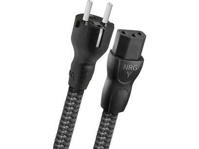 Câble d'alimentation secteur Audioquest NRG Y3, 2 mètres, noir, connecteurs à 2 broches, gaine tressée grise