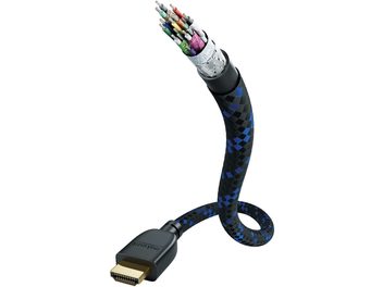 Inakustik Premium II 48G 2m black and blue HDMI cable, silver connectors, braided jacket with blue geometric patterns