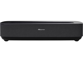 Vidéoprojecteur Hisense PL1, vue de face, boîtier rectangulaire noir, logo centré, surface supérieure lisse