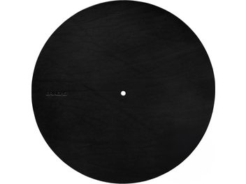 Turntable platter cover Bringhs black, circular, smooth surface, central hole, Bringhs inscription visible on the edge