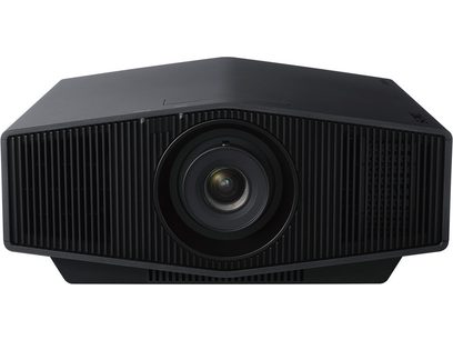 Vidéoprojecteur Sony VPL-XW5000ES noir, vue de face, forme rectangulaire arrondie, grille noire sur l'avant, objectif au centre