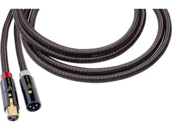 Câble audio numérique AES/EBU Clarus Crimson 1m avec gaine tressée noire et rouge, connecteurs XLR mâle et femelle en métal noir et or
