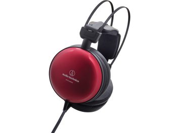 Casque audio Audio-Technica ATH-A1000Z fermé noir et rouge, vu de profil gauche, oreillettes ovales, arceau rembourré