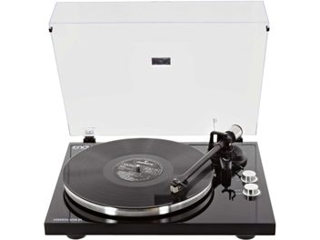 Giradischi hi-fi Enova HIFI Vision 4 USB nero, telaio opaco, piatto lucido, braccio di lettura, coperchio trasparente