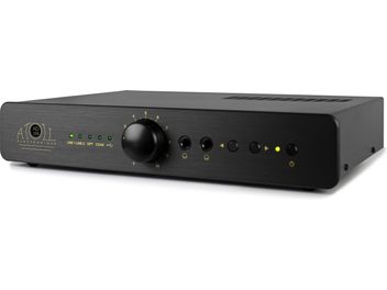 Preamplificatore per cuffie hi-fi Atoll HD100 nero, chassis in alluminio, pannello frontale con controlli e presa jack, vista frontale