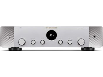 Ampli hi-fi stéréo Marantz Stereo 70 argent, façade avant, vue de face, boutons et prises, affichage numérique "40.0"